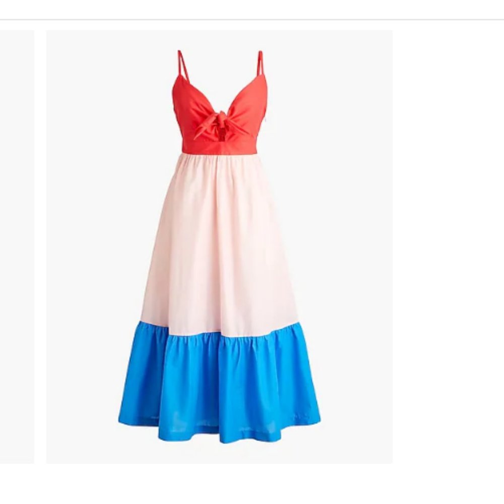 J. Crew Colorblock Tie Front Cutout Midi Dress